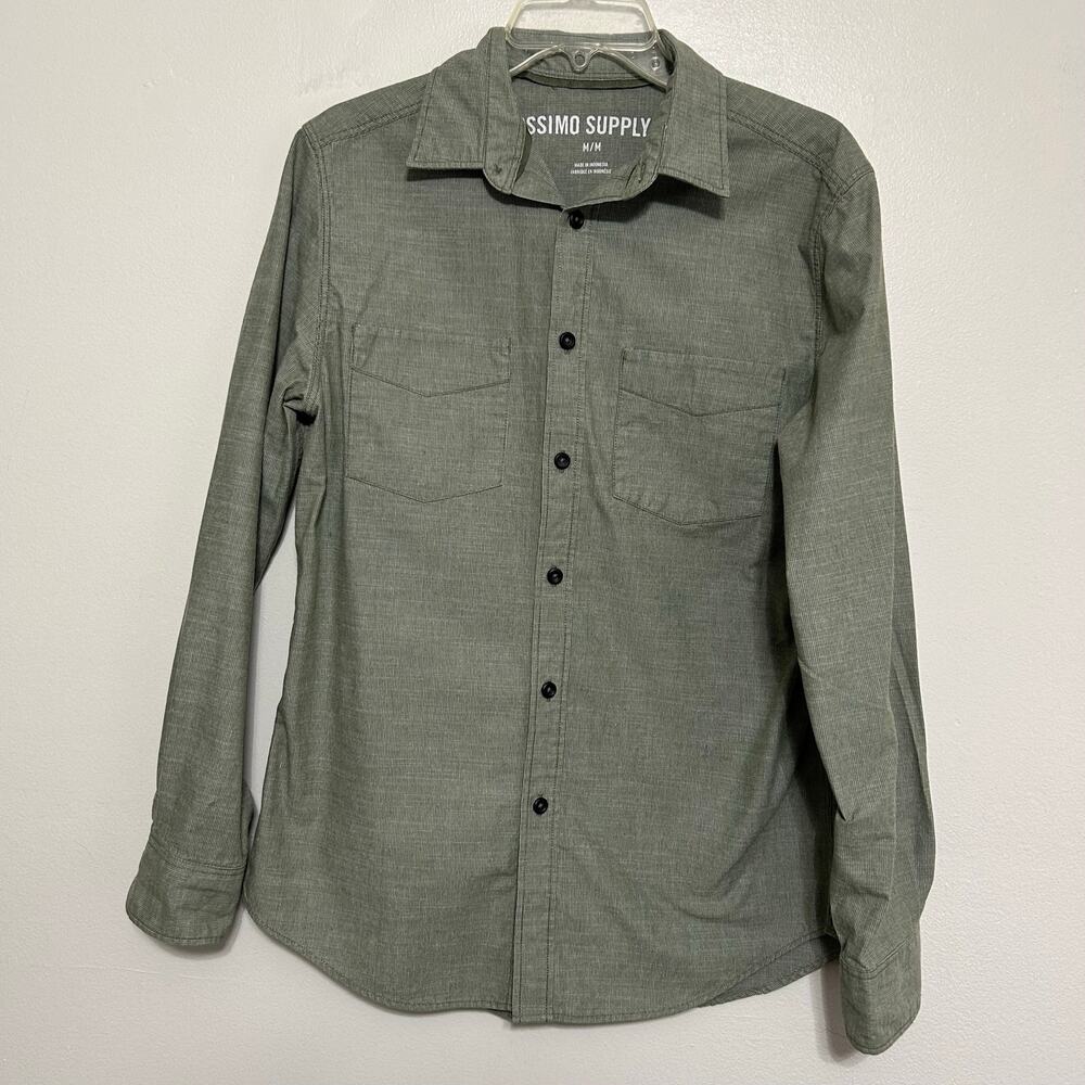 Mossimo Supply Co Men's M Gray Textured Button Down Shirt